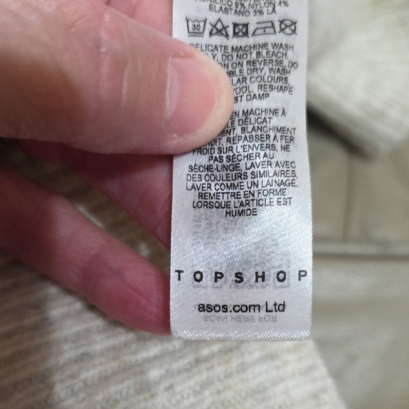 Topshop Women's Cream/Gray Knit Turtleneck/Cowl Sweater Cropped Size 12 GUC - Picture 8 of 12